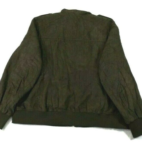 Ruff Hewn Green Faux Suede Bomber Style Zip Front Jacket Womens 2X Military - Picture 7 of 14